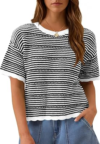 FISOEW Womens Summer Striped Cropped Knit Tops