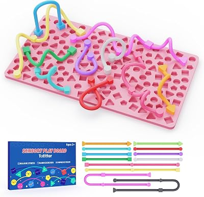 Sensory Activity Board,Fidget Toys for Kids & Adults with Shape Matching, Quiet Busy Board for Travel, Airplane, Car& Classroom, Calming Sensory Toy for Focus & Relaxation, Autism