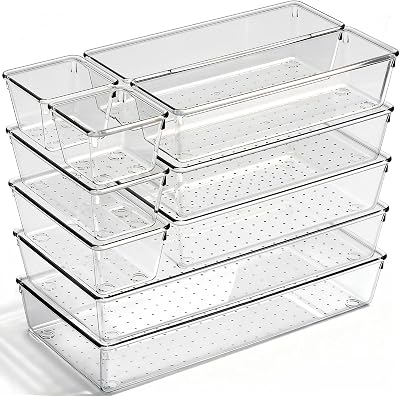 CHOWAY 10 Pack Large Clear Plastic Organizer Bins