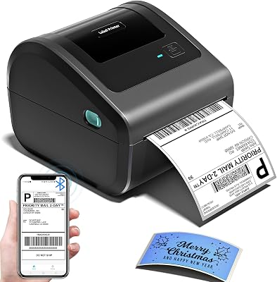 Bluetooth Shipping Label Printer with Built-in Label Bin | D450BT 4x6 Thermal Label Printer for Shipping Packages, Thermal Printers Compatible with Android, iPhone, Windows, macOS, UPS
