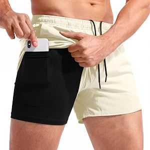 CRASTIMO Men’s 2 In 1 Running Shorts