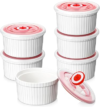 MALACASA White Porcelain Ramekins with Lids