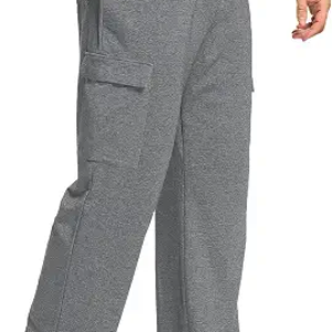 Deyeek Men’s Cargo Sweatpants with Pockets Baggy Sweat Pants for Mens Straight Leg Jogger Sweatpants Cotton Lounge Pants Dark Grey