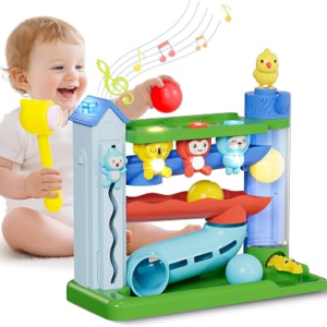 Ussybaby Hammer Toddler Musical Toys, Light-Up Baby Musical Toy for 1-2 Year Old Boys & Girls,STEM Educational Toy with English & Spanish, for Ages 6-9,9-12,12-18,18-24+ Months