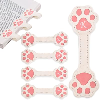 Personalized Magnetic Leather Bookmark - Cat Paw Shape Bookmarks for Men Wemen, Magnet Book Marks Reading Lovers, Cute Cool Unique Embosser Custom Book Markers for Mens Funny Best Gifts (K)