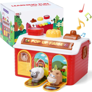 STAPAW Montessori Pop Up Toy for Babies 12 Months – Interactive Cause and Effect Toys for Toddlers 1-3, Sensory Learning Development Toy with Music & Animals, First Birthday Gift for Baby Boy Girl