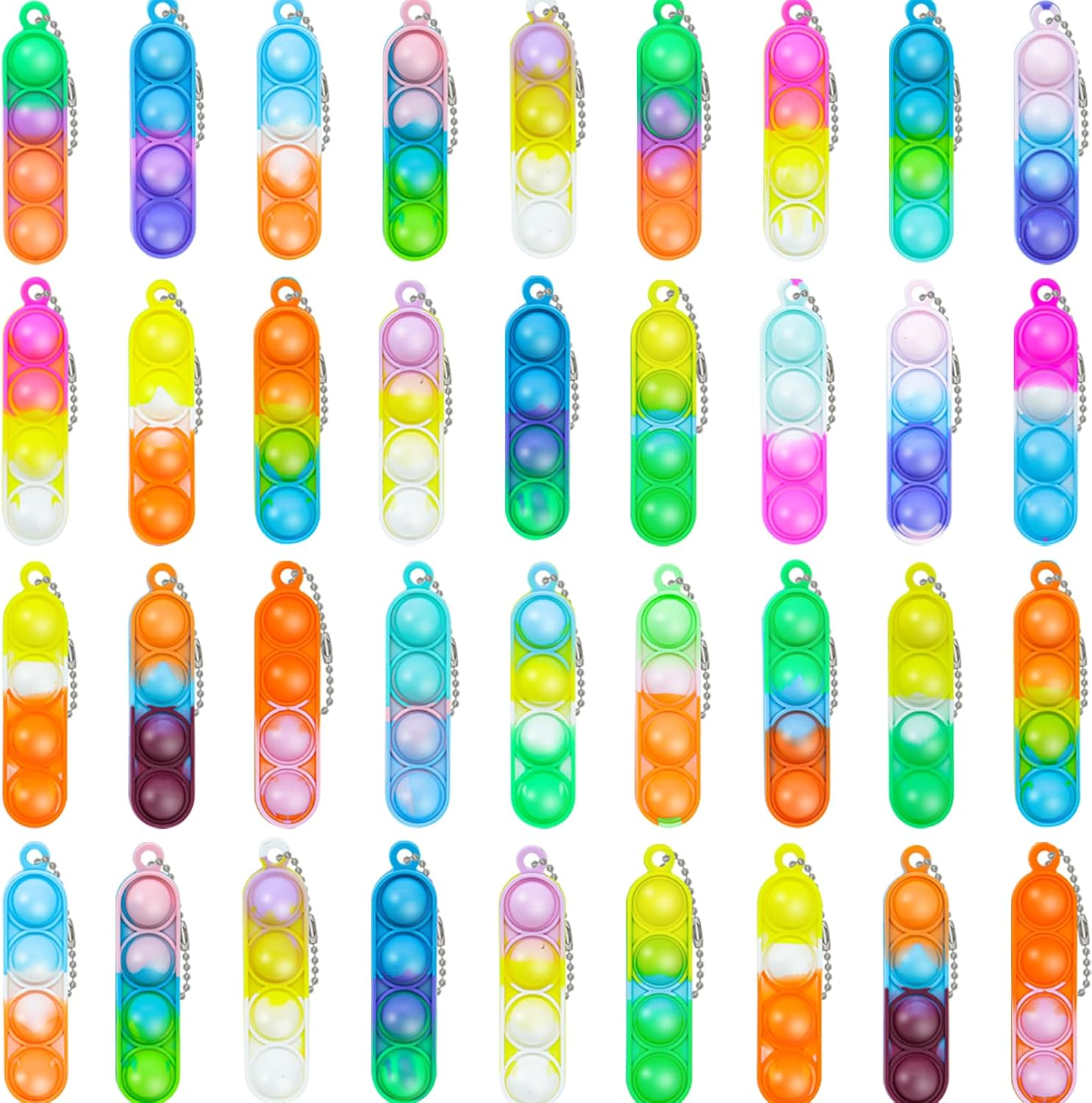 36 Pcs Pop Its Keychain Kids Valentines Party Favors Pop Its Fidget Keychain Birthday Valentines Party Favors for Kids Mini Pop Its Fidget Toys Bulk for Kids Goodie Bag Stuffers Classroom