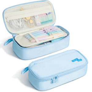 Four Candies Pencil Case,Large Capacity Pencil Pouch—Portable Marker Holder Bag for Home & Office, Soft Supply Organizer (Blue)