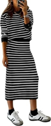 PRETTYGARDEN Womens Sweater Skirt Set