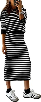PRETTYGARDEN Womens Sweater Skirt Set