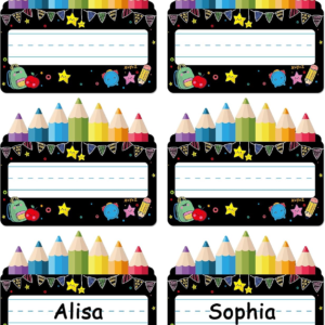 SICOHOME Name Tags for Classroom Desks – 36pcs Chalkboard Bright Student Names Plates – Cubby Name Tags for Kindergarten Preschool Classroom Back to School Teacher Supplies Must Haves