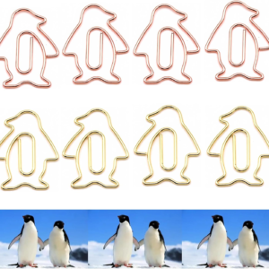 Upquzzfy 40 Pcs Metal Penguin-Shaped Paper Clips Set – Cute Paperclips for Fun Office Supplies and Party Decor (Gold, Rose Gold)