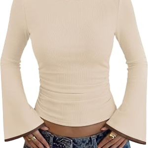 WIHOLL Womens Bell Sleeve Top
