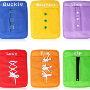 YHZAN Learn to Tie Your Shoes Dressing Board Montessori Mobile Sensory Board Travel Therapist Life Skills Development Toy – Zip,Button,Snap,Buckle,Lace & Tie for Preschool Toddler 2-8 Years Old