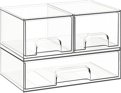 CRIUSIA 3 Pack Stackable Storage Drawers