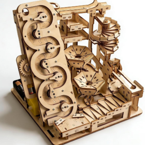 Second-Generation Adult 3D Wooden Marble Run Puzzle Set, Electric DIY Expert-Level Mechanical Model Assembly Kit, STEM Educational Puzzle, Desktop Decoration, Creative Birthday Gift