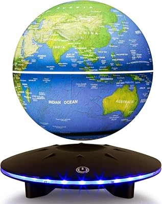 Magnetic Levitation Globe,Levitating Globe Lamp World Map Floating & Spinning in the Air for Office Decor, Christmas Gifts, Home Decor (White Light)