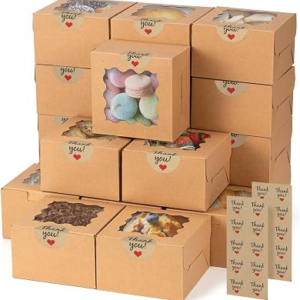 NORXZIORE 20pcs Brown Cookie Boxes with Window