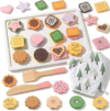 Slice and Bake Wooden Cookie Play Food Set for Kids, Kitchen Toys Food Accessories for Toddlers, Pretend Play Baking Set for 3 4 5 Years Old Girls Boys Birthday Gifts (Nomal Green)