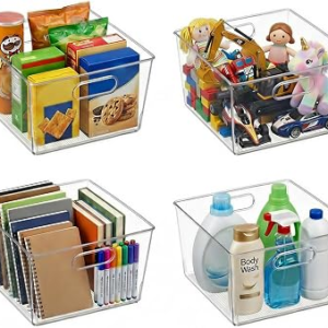 MOONEDGE 4 or 6 Pack Large Clear Plastic Storage Bins