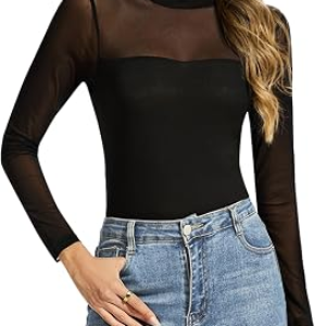 ETOSELL Womens Lace Mesh Tops