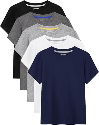 JORHIG 5 Pack Boys Cotton Short Sleeve T-Shirts