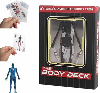 The Body Deck Playing Cards, 3D Transparent Human Anatomy Design, Educational Card Game, Waterproof Cards with Skeleton Illustrations