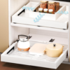 1 Pack Pull Out Cabinet Organizer, Slide Out Drawer Expandable Width (12″-19″) and Depth (17″-23″) With 3 Slides, Fixed with Adhesive Film and Nail for Cabinets in Kitchen, Pantry or Bathroom