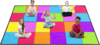 Booooom Jackson Classroom Rug – 6’5”x 9’8” Sweet Macaron Seating Preschool Classroom Carpet, Non-Slip & No-Trip Edges, Vibrant Colors for Kids Playroom Floor Mat