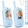 2 Walkie Talkies for Kids, Video Call Toys, Gifts for Boys Girls Age 4-10 | SKYROKU, 4 Costumes, 4 Voice Changers, Large Screen, Video or Audio Mode, Lanyards, 1600ft Range, Rechargeable, Auto-Pair