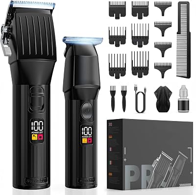Professional Hair Clippers for Men Beard Trimmers Kit Zero Gapped Haircut Grooming Shaver Gift for Men Women Barber Kids (Black)