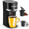 Single Serve Coffee Maker for K-Cup and Grounds, Fast Brew, 6-12 oz Brew Sizes Single Cup Coffee Maker Fits 5.5″ Mugs, One-Button Small Coffee Maker, Descaling Reminder,Black,9.45 Inches