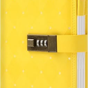 CAGIE Diary with Lock for Girls Women Leather Vintage Journal with Lock Refillable B6 Locked Diary 224 Pages Secret Lockable Journals with Gift Box for Teen Girls 8.0 x 5.5 Inch, Yellow