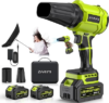 YUQUESEN Cordless Leaf Blower, 980,000 RPM Handheld Leaf Blower with 2 X Batteries & Charger, Lightweight Leaf Blowers for Patio Cleaning, Lawn Care, Leaves, Dust – Deep Green