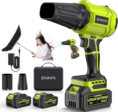 YUQUESEN Cordless Leaf Blower, 980,000 RPM Handheld Leaf Blower with 2 X Batteries & Charger, Lightweight Leaf Blowers for Patio Cleaning, Lawn Care, Leaves, Dust - Deep Green