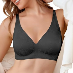 DEANGELMON Womens Wireless V Neck Comfort Bra