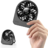 Aecooly Mini Portable USB Desk Fan, Small Enough to Hold Mighty Desktop Fan, USB & Battery Powered Quiet Table Fans, 4 Speeds Rechargeable Personal Fans for Home, Office, Travel, Gifts -Black