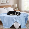 ZOMISIA Cooling Blanket for Large Dogs – Cold Pet Throw Blanket with Breathable Air-Core Fill, Lightweight Soft Bed Cover for Summer, Dog Cooling Mat Washable, Blue, 50″x60″