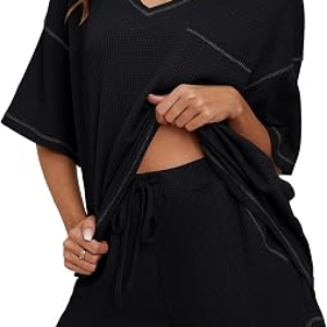 BECOTAL Womens Waffle Short Pajama Set