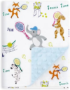 BORITAR Tennis Baby Blanket for Boys Girls, Super Soft Double Layer Minky Fabric with Dotted Backing, Lovely Elephant Woodland Animal Blankets for Newborn Toddler Infant, 30 x 40 Inch