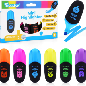 trailfun Pastel Highlighters, Chisel Tip, Monster Design, 6-Pack