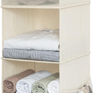 StorageWorks 3-Shelf Hanging Closet Organizer, Adjustable Hanging Closet Organizers and Storage, 12 ¾”W x 12 ¾”D x 32”H, White & Ivory
