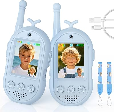Video Walkie Talkies for Kids Toys - 2 Pack Rechargeable | Walkie Talkie with Camera and Screen,Outdoor Camping Games,Christmas Birthday Gifts for Boys Girls Age 3-12(Blue)
