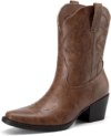 ATHLEFIT Cowboy Cowgirl Ankle Boots