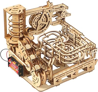 Adult 3D Wooden Spiral Walkway Marble Run Assembly Kit, DIY Mechanical Model Building Set, Educational STEM Puzzle Desktop Toy, Birthday Gift for Teens Aged 14 and up, All-new Upgraded Deluxe Edition