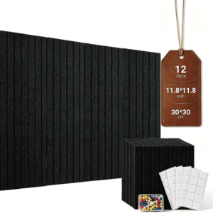 Felt Bulletin Board for Wall Decor 48″ * 36”, 12 Pack Bulletin Cork Board for Classroom, Office Decor, Home, Pin Boards Tiles Alternative with 60 Adhesive Tabs & 50 Pushpins (Black) – FURRELOR