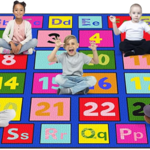 ABCarpet Number Classroom Rug for Kids, 7’6”x13’1” Durable Nylon Classroom Seating Rug with Non-Slip Backing, School Carpet for Circle Time, Preschool, Daycare, Playroom, Learning & Reading Area