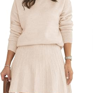 TANKANEO 2 Piece Skirt Sets Pullover Sweaters
