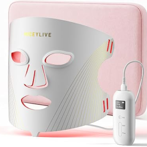 MICEYLIVE FDA-Cleared LED Light Therapy Face Mask, Red Blue & Near-Infrared Light Therapy for Face, 432 LEDs, 630nm Red, 415nm Blue, 850nm NIR, Medical-Grade Silicone, At-Home Skin Treatment