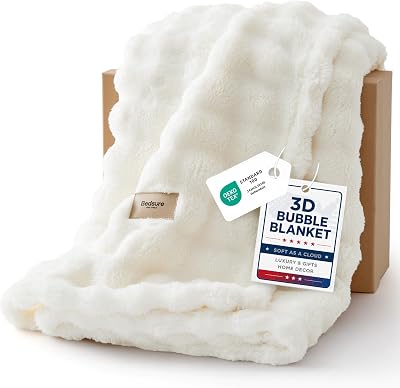 Bedsure 3D Bubble Fleece Throw Blanket